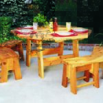 OUTDOOR TABLE AND BENCHES