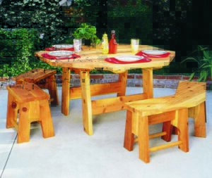 OUTDOOR TABLE AND BENCHES